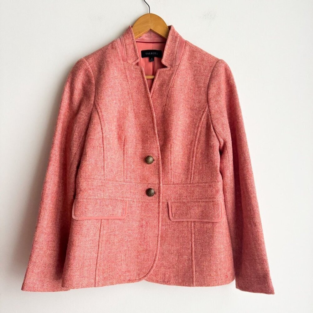 Talbots Wool Blend Orange White Classic Blazer 2